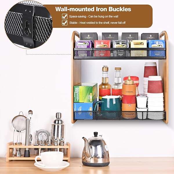 ITHSKUILL Tea Bag Organizer, Large Capacity Tea Organizer for Tea Bags, Bamboo Multi-functional Storage Coffee Bar Accessories for Home Office Kitchen Counter Cabinet Pantry Organizer - Image 6