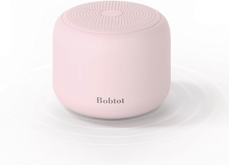 Bobtot Portable Bluetooth Speakers with Strap Easy to Carry, Wireless IPX5 Waterproof Mini Speaker with Loud Stereo Sound, 20 Hours Playtime, Rechargeable Battery, Built-in Microphone, Pink - Product Image