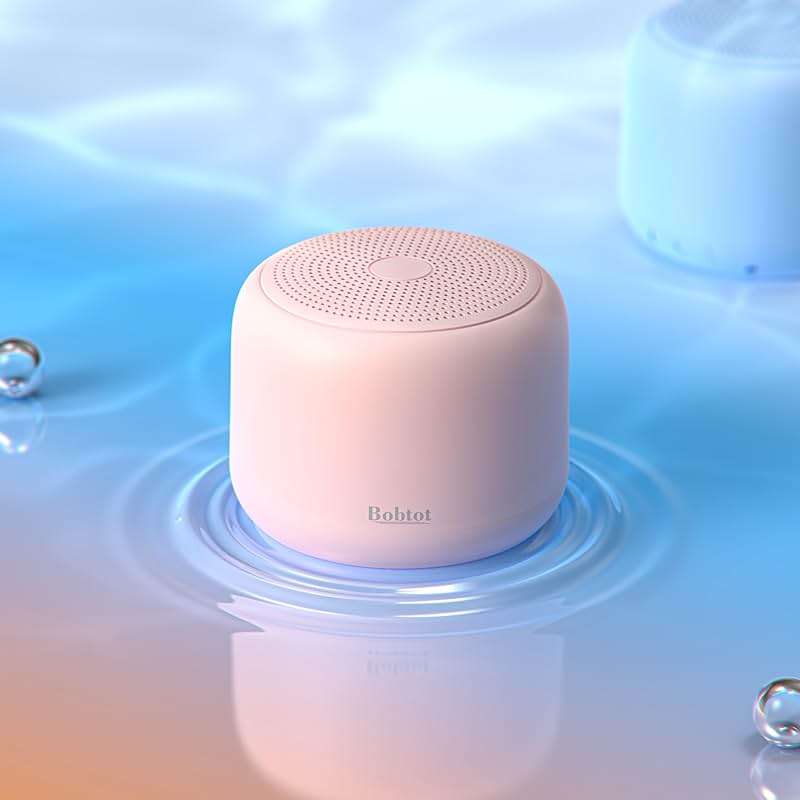 Bobtot Portable Bluetooth Speakers with Strap Easy to Carry, Wireless IPX5 Waterproof Mini Speaker with Loud Stereo Sound, 20 Hours Playtime, Rechargeable Battery, Built-in Microphone, Pink - Image 2