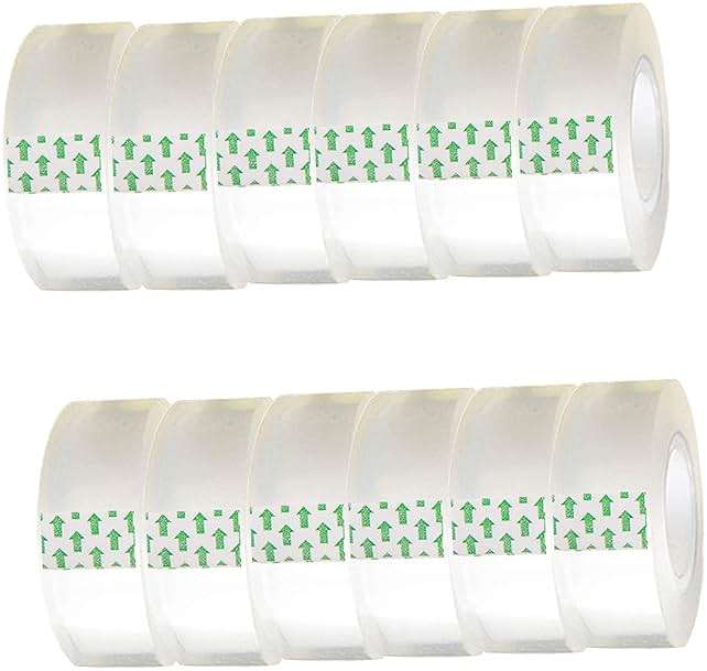 WUKAKA 12 Pack Transparent Tape Clear Tape Refills Rolls Each Roll 3/4 x 1000 Inches, 1 inch Core, for Office, Home, School - Image 1