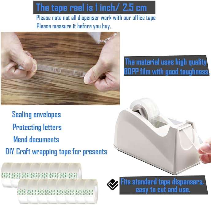 WUKAKA 12 Pack Transparent Tape Clear Tape Refills Rolls Each Roll 3/4 x 1000 Inches, 1 inch Core, for Office, Home, School - Image 3