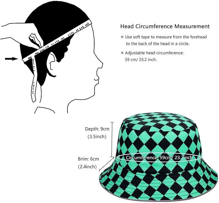 Roffatide Anime Bucket Hat Kamado Tanjirou Kamado Nezuko Bucket Hat All Over Print Fishing Hat Reversible Double Side Wear Fishing Hat Green/Pink - Image 2