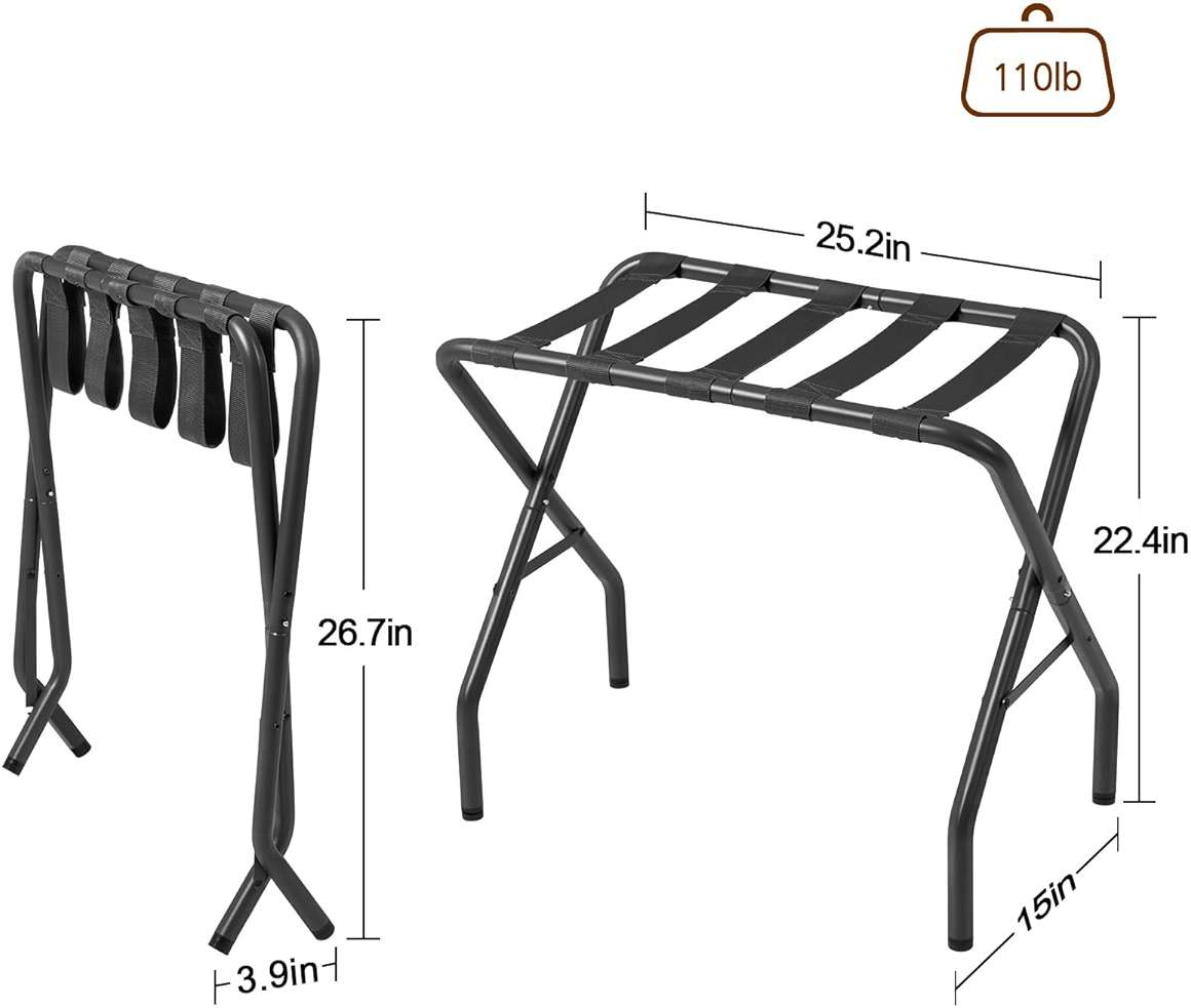 AMHANCIBLE Luggage Rack, Foldable Suitcase Stands Set of 2, Metal Luggage Holder for Guest Room, Bedroom, Hotel, Holds up to 110 lb, Easy Assemble, Black HLR01BK - Image 3