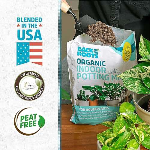 Back to the Roots 100% Organic Indoor Potting Mix (6 Quart), Promotes Healthy Houseplant Growth, Made in The USA - Image 3