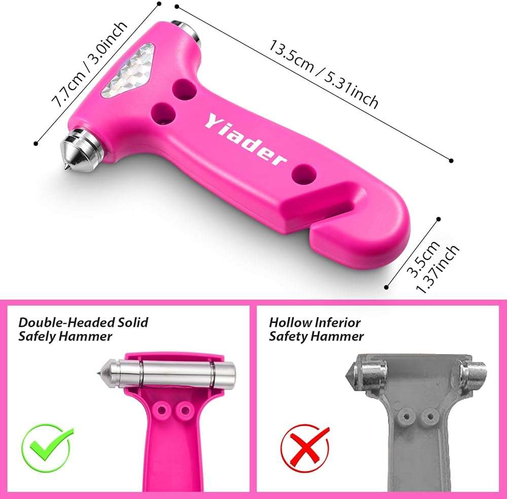 Yiader Window Breaker, 3-in-1 Emergency Escape Tool with Car Window Breaker and Seatbelt Cutter, Car Safety Hammer Car Essentials Tool for Women - Image 2