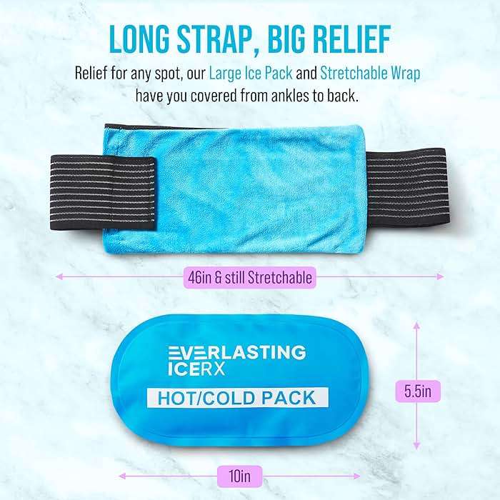 Gel Ice Packs for Injuries Reusable, Hot & Cold Gel Wrap (4 Pack), Adjustable & Flexible, Long Lasting Instant Compression for Back, Knees, Shoulders, Elbows, Neck, Foot & Ankle - Image 4