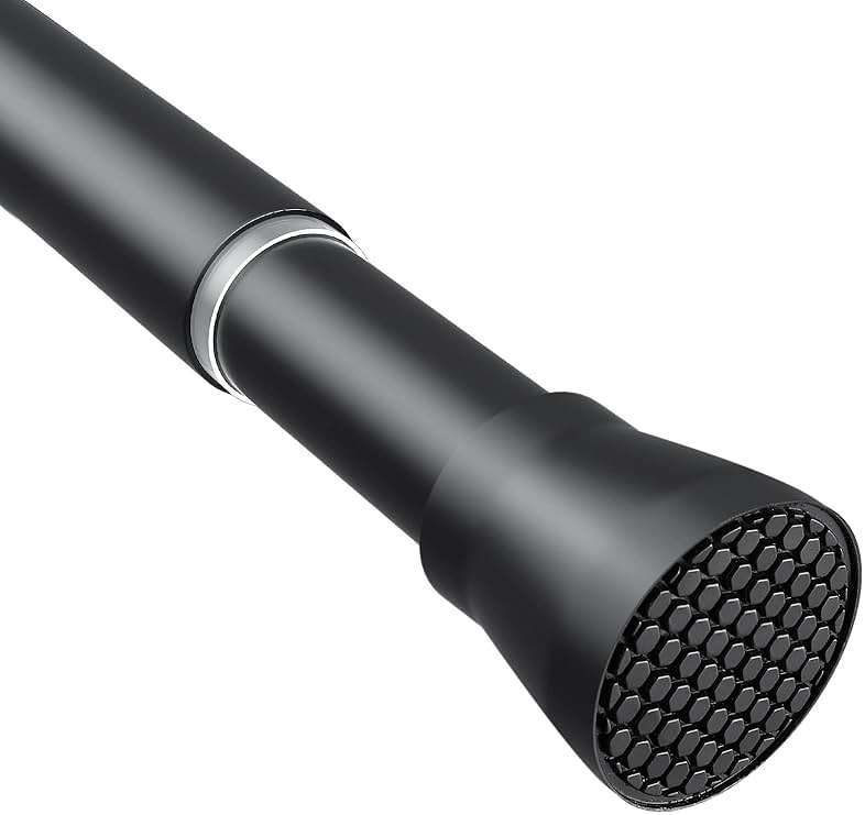 Tension Curtain Rod Black Tension Rod 28 To 48 Inch Spring Curtain Rods Non Slip Tension Rods 1pcs For Windows No Drilling Adjustable Tension Rods of Curtains Window Closet Kitchen Wardrobe - Image 1