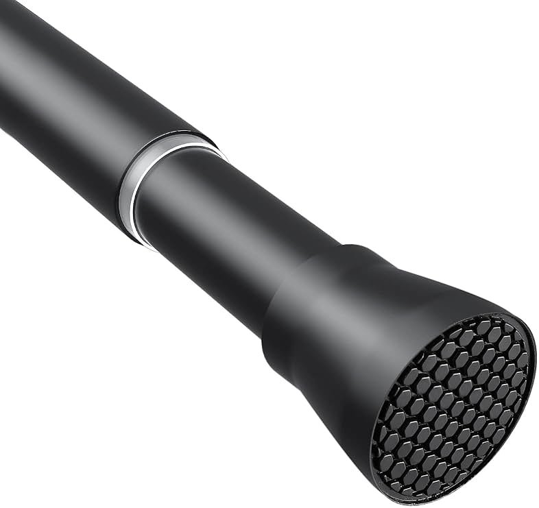 Tension Curtain Rod Black Tension Rod 28 To 48 Inch Spring Curtain Rods Non Slip Tension Rods 1pcs For Windows No Drilling Adjustable Tension Rods of Curtains Window Closet Kitchen Wardrobe - Product Image