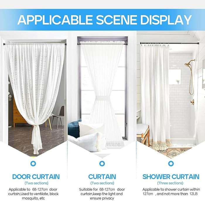 Tension Curtain Rod Black Tension Rod 28 To 48 Inch Spring Curtain Rods Non Slip Tension Rods 1pcs For Windows No Drilling Adjustable Tension Rods of Curtains Window Closet Kitchen Wardrobe - Image 3