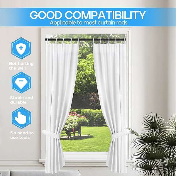 Tension Curtain Rod Black Tension Rod 28 To 48 Inch Spring Curtain Rods Non Slip Tension Rods 1pcs For Windows No Drilling Adjustable Tension Rods of Curtains Window Closet Kitchen Wardrobe - Image 4