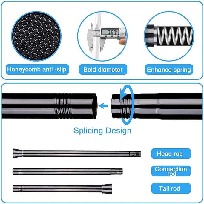 Tension Curtain Rod Black Tension Rod 28 To 48 Inch Spring Curtain Rods Non Slip Tension Rods 1pcs For Windows No Drilling Adjustable Tension Rods of Curtains Window Closet Kitchen Wardrobe - Image 7