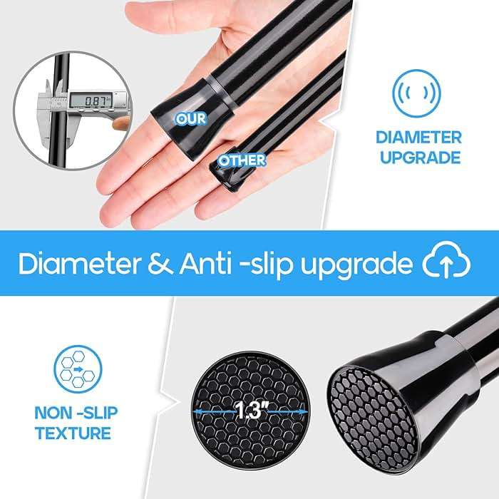 Tension Curtain Rod Black Tension Rod 28 To 48 Inch Spring Curtain Rods Non Slip Tension Rods 1pcs For Windows No Drilling Adjustable Tension Rods of Curtains Window Closet Kitchen Wardrobe - Image 8