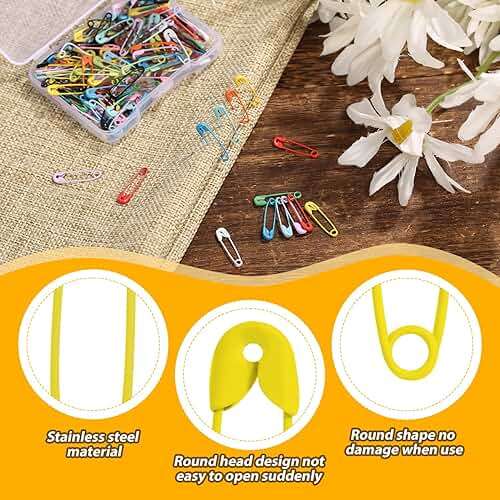 150pcs Safety Pins, 19mm Mini Safety Pins for Clothes Metal Safety Pin for Clothing Sewing Handicrafts Jewelry Making (Colorful) - Image 3