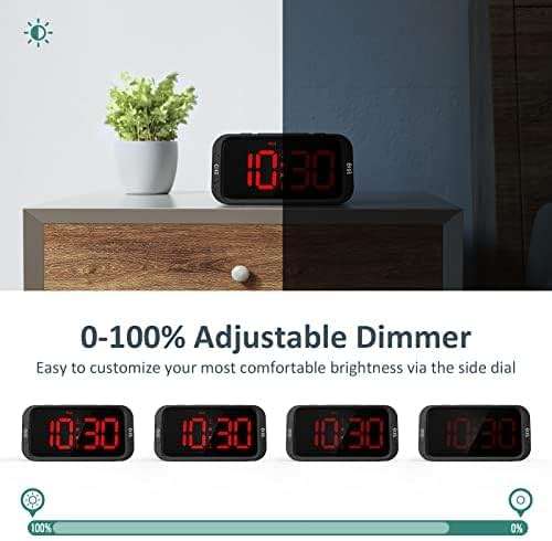 Odokee Digital Dual Alarm Clock for Bedroom, Easy to Set, 0-100% Dimmer, USB Charger, 5 Sounds Adjustable Volume, Weekday/Weekend Mode, Snooze, 12/24Hr, Battery Backup, Compact Clock for Bedside(Red) - Image 8