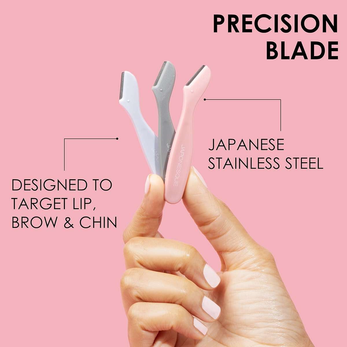 JAPONESQUE Mini Touch Up Razors - Travel Size Dermaplaning Tool Set - 3 Piece Mini Travel Razor Kit, One Blade Fixed Dermaplane Razor For Women - Image 6