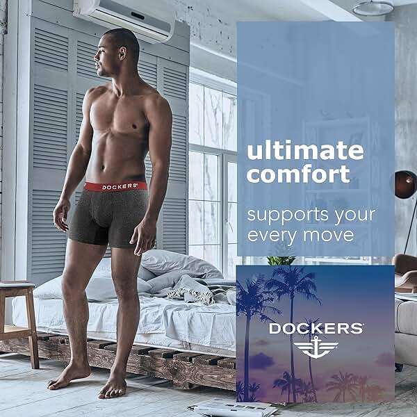DOCKERS Mens Stretch Boxer Brief Underwear Stretch Cotton Underwear 4 Pack - Image 3