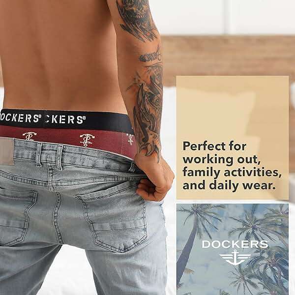 DOCKERS Mens Stretch Boxer Brief Underwear Stretch Cotton Underwear 4 Pack - Image 4