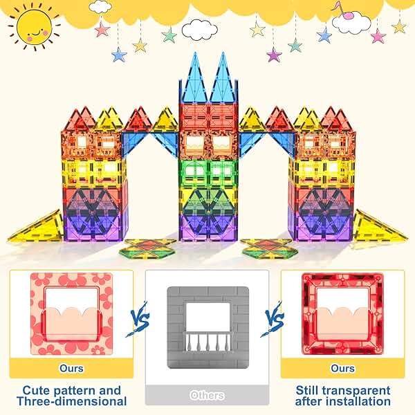 Coodoo 60 PCS Magnetic Building Tiles Kids Toys STEM Magnetic Blocks Sensory Toys Kids Games Magnet Building Toy for Boys and Girls Aged 3+, Kid Brain Development Preschool Kindergarten Toddler Toy - Image 4
