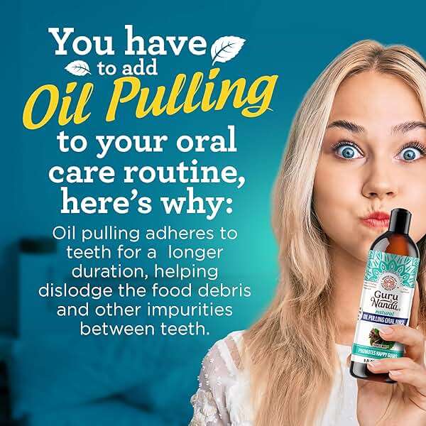 GuruNanda CocoMint Oil Pulling Mouthwash for Complete Oral Hygiene, 7 Essential Oils & Vitamins for Happy Teeth & Gums & Fresh Breath with Toothbrush & Tongue Scraper, Alcohol & Peroxide Free, 8 oz - Image 5