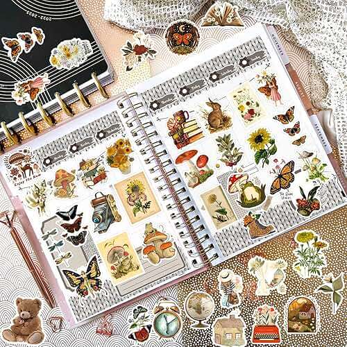 300 PCS Vintage Stickers, Aesthetic Waterproof Vinyl Stickers for Scrapbook Journaling Planners and Journals, Cottagecore Retro Sticker Pack for Water Bottles Laptop, Scrapbooking Supplies for Adults - Image 5