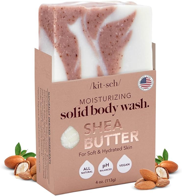 Kitsch Shea Butter Exfoliating Body Wash Bar Soap – Super Hydrating with Plant-Based Exfoliating Body Scrub – Moisturizing Skin Care – Paraben, Silicone & Sulfate-Free, Vegan – Made in USA, 4 oz - Product Image