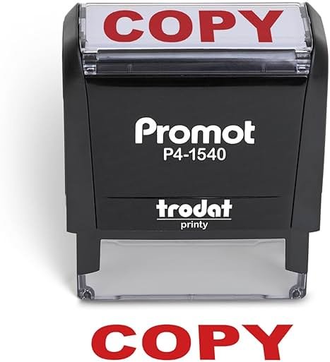 Promot Copy Self Inking Rubber Stamp - Bold Red Impression, Refillable Office Stamp for Invoices, Receipts, Contracts & Forms - Durable Stamper for Accounting, Legal, Notary & Office Use - Product Image