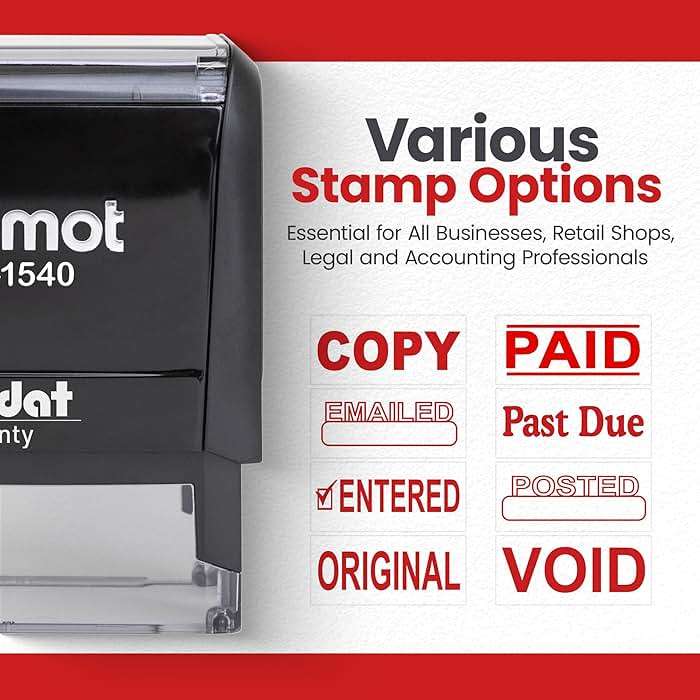 Promot Copy Self Inking Rubber Stamp - Bold Red Impression, Refillable Office Stamp for Invoices, Receipts, Contracts & Forms - Durable Stamper for Accounting, Legal, Notary & Office Use - Image 6