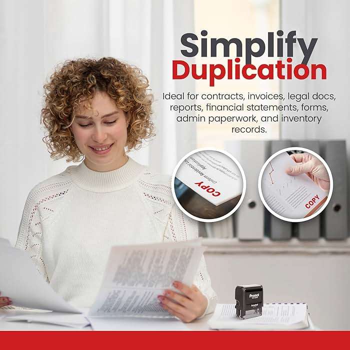 Promot Copy Self Inking Rubber Stamp - Bold Red Impression, Refillable Office Stamp for Invoices, Receipts, Contracts & Forms - Durable Stamper for Accounting, Legal, Notary & Office Use - Image 7
