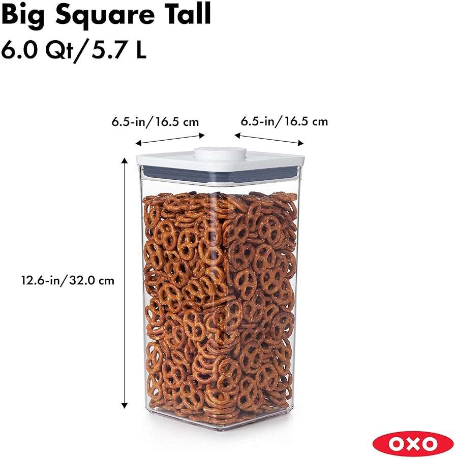 OXO Good Grips POP Container Big Square Bundle - Tall 6 Qt and Medium 4.4 Qt Airtight Food Storage - Image 2