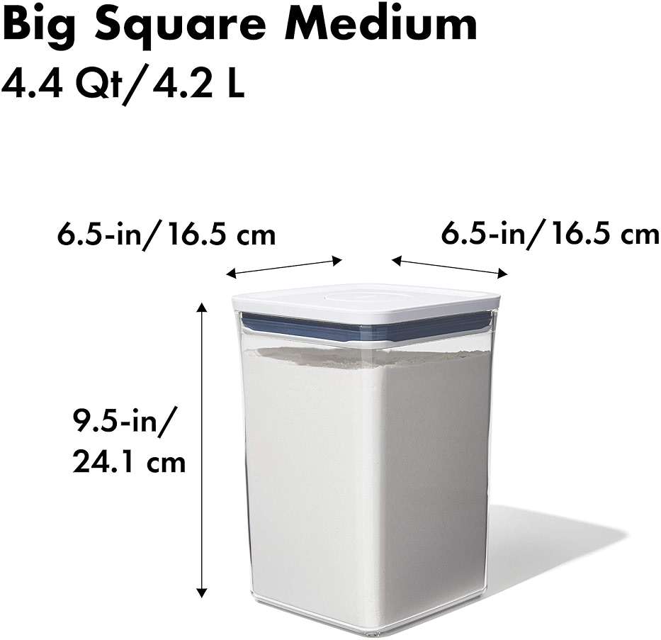 OXO Good Grips POP Container Big Square Bundle - Tall 6 Qt and Medium 4.4 Qt Airtight Food Storage - Image 6