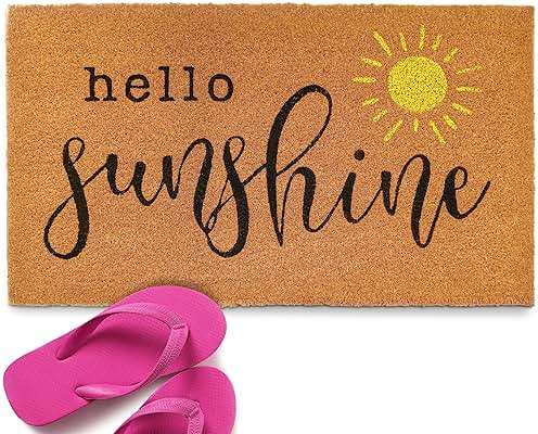 Hello Sunshine Door Mat 30x17 Inch, Sunshine Rug, Hello Front Doormat for Covered Outdoor Area, Summer Welcome Mat w/Non-Slip PVC Backing - Image 1