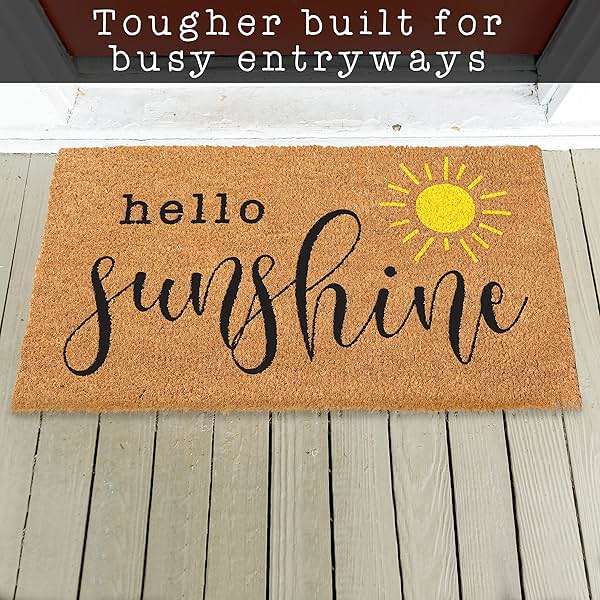 Hello Sunshine Door Mat 30x17 Inch, Sunshine Rug, Hello Front Doormat for Covered Outdoor Area, Summer Welcome Mat w/Non-Slip PVC Backing - Image 2