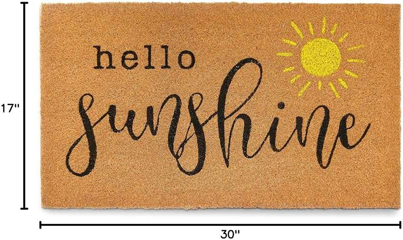 Hello Sunshine Door Mat 30x17 Inch, Sunshine Rug, Hello Front Doormat for Covered Outdoor Area, Summer Welcome Mat w/Non-Slip PVC Backing - Image 3