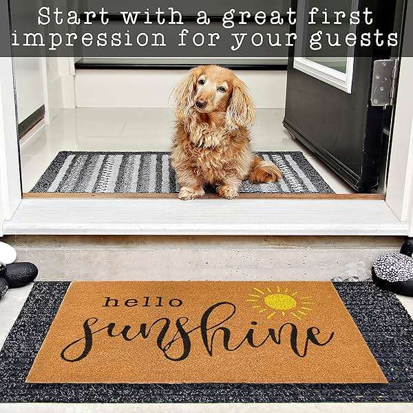 Hello Sunshine Door Mat 30x17 Inch, Sunshine Rug, Hello Front Doormat for Covered Outdoor Area, Summer Welcome Mat w/Non-Slip PVC Backing - Image 9
