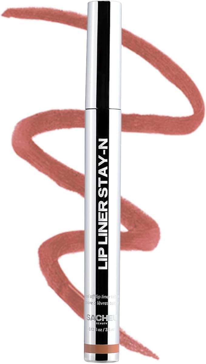 Sacheu Lip Liner STAY-N Peel Off Lip Stain — Long Lasting Waterproof Lip Tint with Hyaluronic Acid & Vitamin E — Transfer Proof Matte Finish, Vegan & Cruelty-Free (p-INKED) - Image 1