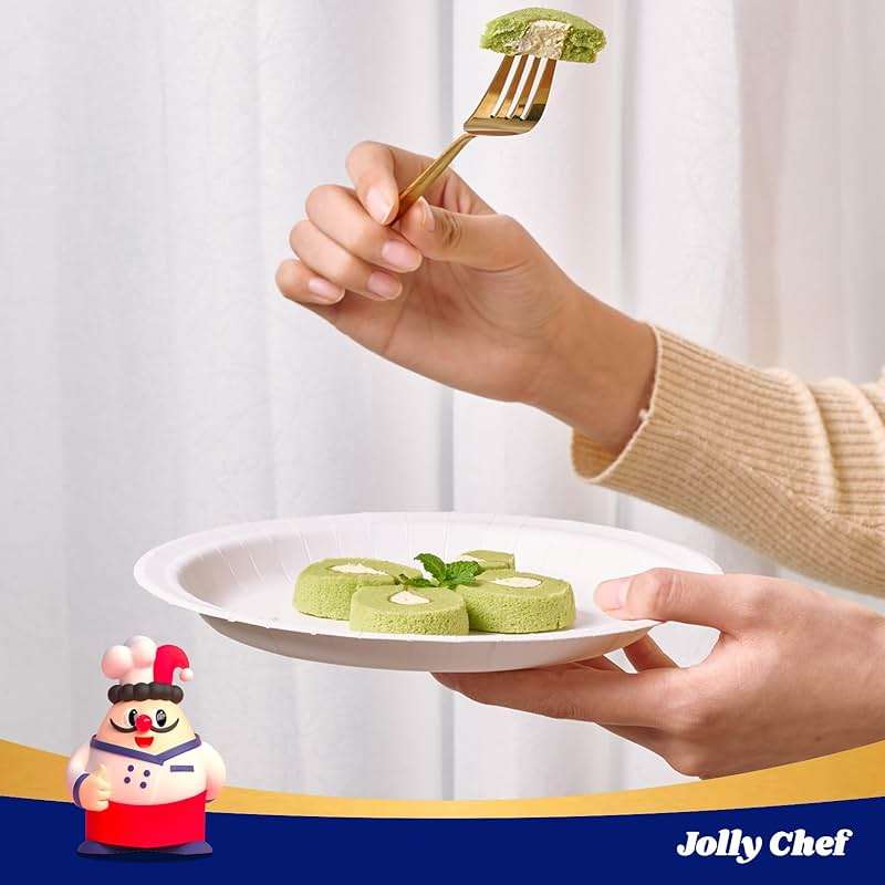 JOLLY CHEF10 inch 140 Pack Disposable Paper Plates,Soak Proof, Cut Proof, Microwave Safe Heavy Duty Paper Plates Everyday Use - Image 2