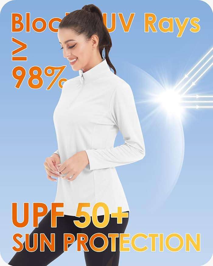 Boladeci Women's UPF 50+ Sun Shirts 1/4 Zip Lightweight Long Sleeve Summer Tops UV Protection Quick Dry Golf Shirts - Image 2