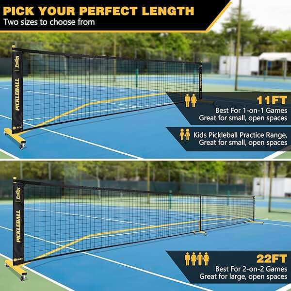 Fostoy Portable Pickleball Net Set with Wheels, Regulation Size 22 FT & Half Court 11 FT, Steady Metal Frame Pickle Ball Net Set System with Carry Bag for Backyards, Driveways, and Garages - Image 3