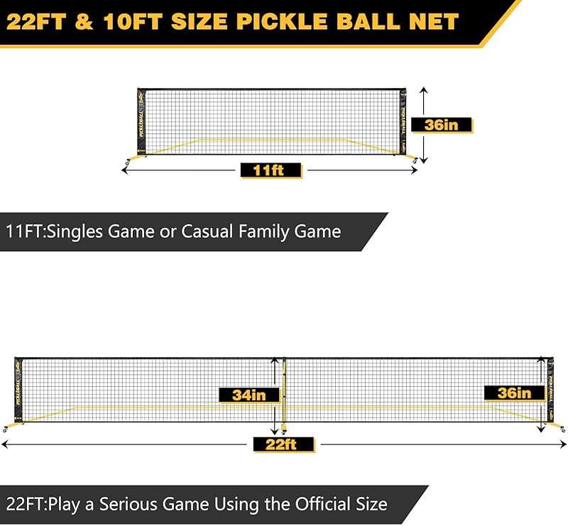 Fostoy Portable Pickleball Net Set with Wheels, Regulation Size 22 FT & Half Court 11 FT, Steady Metal Frame Pickle Ball Net Set System with Carry Bag for Backyards, Driveways, and Garages - Image 7