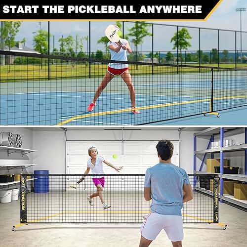 Fostoy Portable Pickleball Net Set with Wheels, Regulation Size 22 FT & Half Court 11 FT, Steady Metal Frame Pickle Ball Net Set System with Carry Bag for Backyards, Driveways, and Garages - Image 8