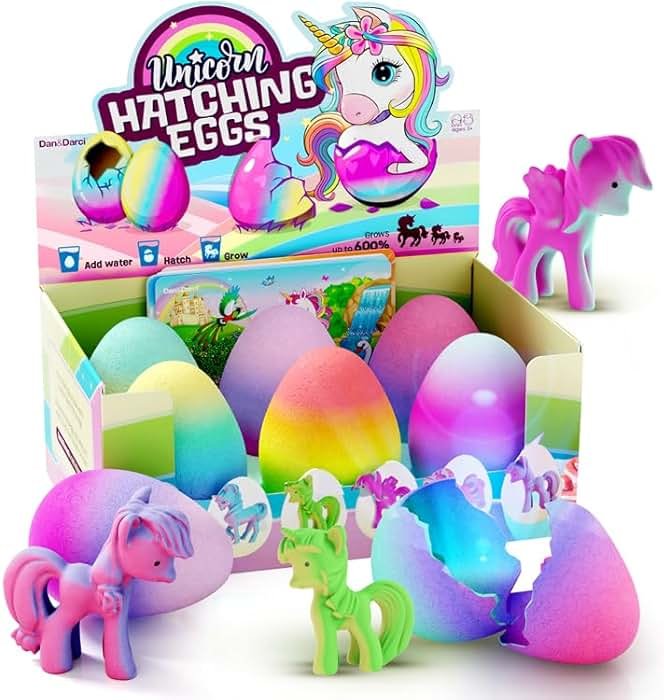 Dan&Darci Unicorn Hatching Surprise Eggs for Kids - Birthday Gift for Girls - 6 Pack Grows 600% - Toys for Girls 3-8 - Party Favors for 3+ Year Old Girl - Gifts for Ages 3 4 5 6 7 8 - Product Image