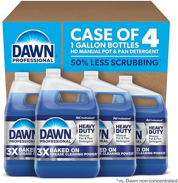 Dawn PRO Heavy Duty Manual Pot and Pan Detergent, Dish Soap Liquid for Dishwashing by Hand, Bulk Concentrate for Commercial Use, 1 gal (Case of 4) - Product Image