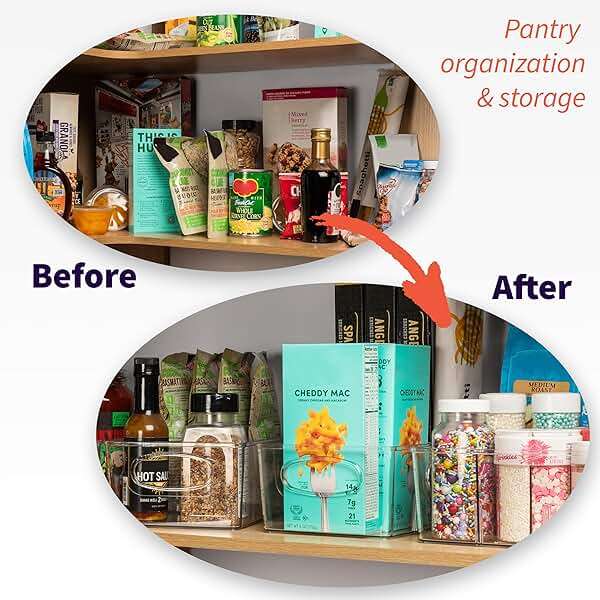 ClearSpace Plastic Pantry Organization and Storage Bins with Removable Dividers – Perfect Kitchen Organization or Kitchen Storage – Refrigerator Organizer Bins, Cabinet Organizers (2 Pack) - Image 2