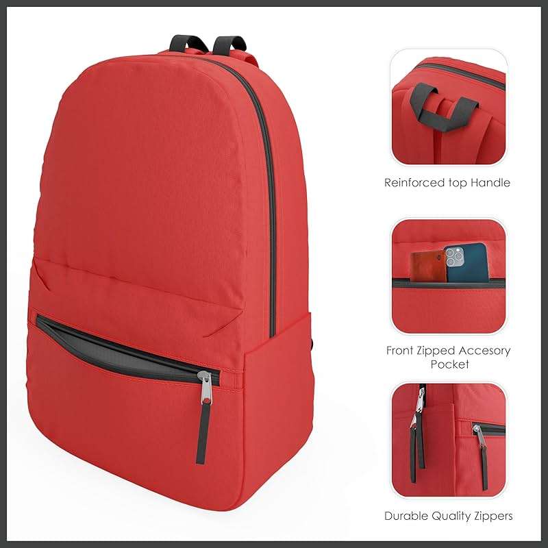 10 Pack Bulk Backpacks, Wholesale 17-Inch Lightweight Bookbags for Kids, Adults, School, Classroom, Travel, Gym Supplies with 1 Large, 1 Small Pocket, Perfect for Events, Corporate Bundles, Mix - Image 4
