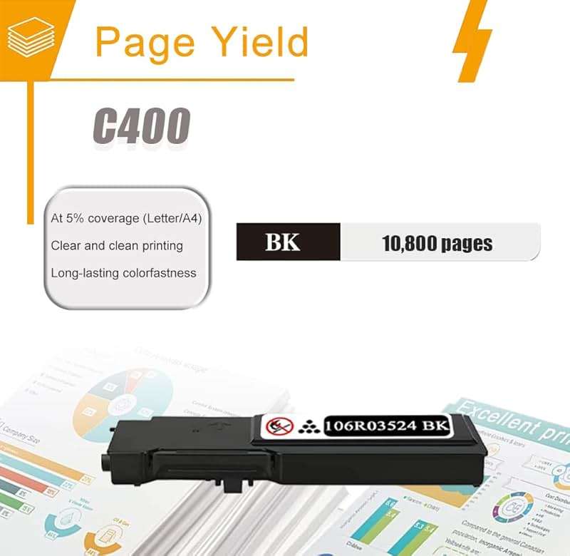 C400 C405 106R03524 Extra High Capacity Toner Cartridge Black Replacement for Xerox VersaLink C400 C400D C400DN MFP C405DN C405D C405 Printer Ink (21,600 Pages, 2 Pack) - Image 3