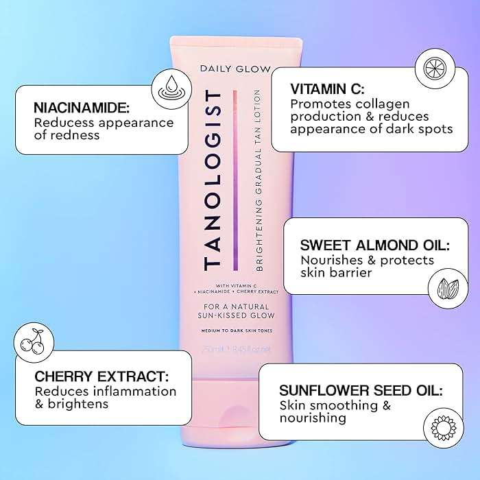 Tanologist Brightening Daily Glow Body Lotion, Light/Medium, Gradual Tanning Lotion, No Fake Tan Smell, Streak-Free & Natural-Looking Self Tanner, Vegan, 8.45 fl. oz/250 ml Tube - Image 4