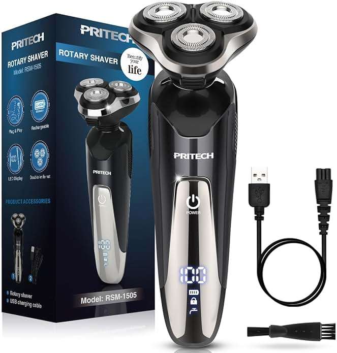 Electric Razor for Men - Rechargeable Electric Shaver for Men, Rechargeable Waterproof Wet Dry Cordless Razor - Image 1