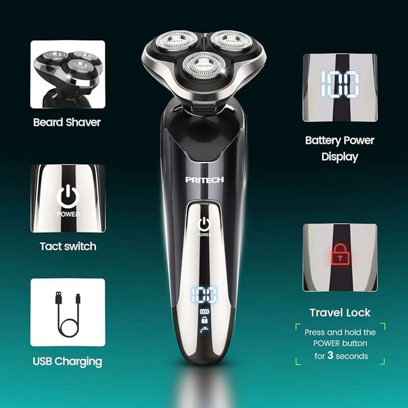 Electric Razor for Men - Rechargeable Electric Shaver for Men, Rechargeable Waterproof Wet Dry Cordless Razor - Image 2