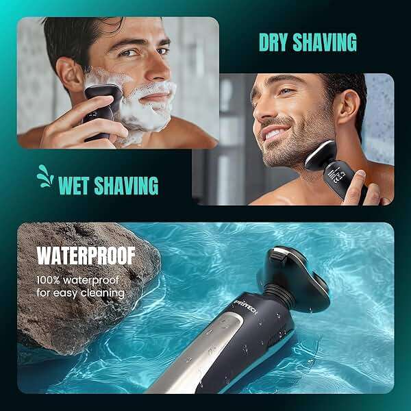 Electric Razor for Men - Rechargeable Electric Shaver for Men, Rechargeable Waterproof Wet Dry Cordless Razor - Image 3