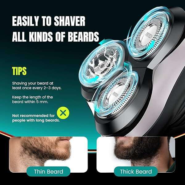 Electric Razor for Men - Rechargeable Electric Shaver for Men, Rechargeable Waterproof Wet Dry Cordless Razor - Image 7